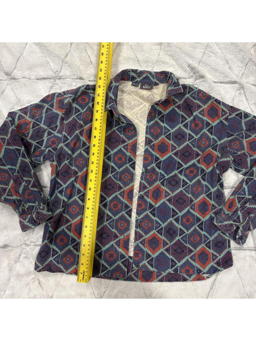 Woolrich Vintage Aztec Cotton Geometric Pattern Button-Up Shirt Men's Size L - Picture 3 of 6